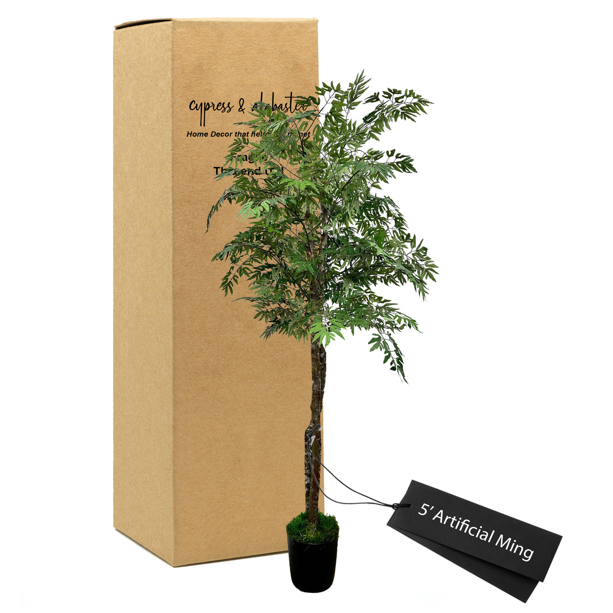 5' Artificial Ming Tree – Cypress and Alabaster